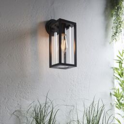 Loops Non Automatic Outdoor Wall Light - Textured Black & Clear Glass Diffuser - thumbnail 5