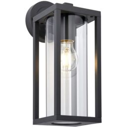 Loops Non Automatic Outdoor Wall Light - Textured Black & Clear Glass Diffuser - thumbnail 1