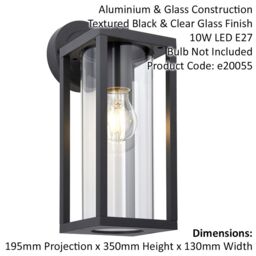 Loops Non Automatic Outdoor Wall Light - Textured Black & Clear Glass Diffuser - thumbnail 2