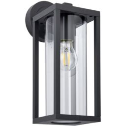 Loops Non Automatic Outdoor Wall Light - Textured Black & Clear Glass Diffuser - thumbnail 4
