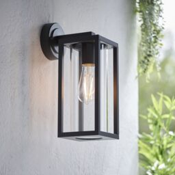Loops Non Automatic Outdoor Wall Light - Textured Black & Clear Glass Diffuser - thumbnail 3