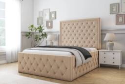 "Comfort Beds Winchester Plush Bed Frame With Mattress-50"" Upholstered in Stone - Size: Double" - thumbnail 1