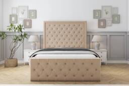 "Comfort Beds Winchester Plush Bed Frame With Mattress-50"" Upholstered in Stone - Size: Double" - thumbnail 2