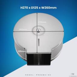 MYLEK Stainless Steel Jumbo Toilet Roll Dispenser High-Capacity 250mm in Silver - thumbnail 5