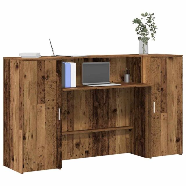 Berkfield Home Reception Desk Old Wood 180x50x103.5 cm Engineered Wood in Brown - image 1