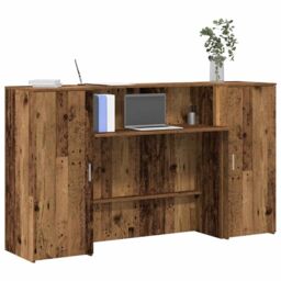Berkfield Home Reception Desk Old Wood 180x50x103.5 cm Engineered Wood in Brown - thumbnail 1