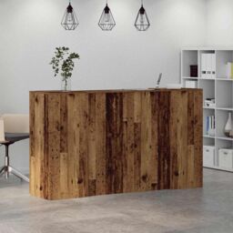 Berkfield Home Reception Desk Old Wood 180x50x103.5 cm Engineered Wood in Brown - thumbnail 4