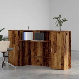 Berkfield Home Reception Desk Old Wood 180x50x103.5 cm Engineered Wood in Brown - thumbnail 3