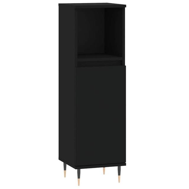 Berkfield Home Bathroom Cabinet Black 30x30x100 cm Engineered Wood - Size: 30 x 30 x 100 cm - image 1