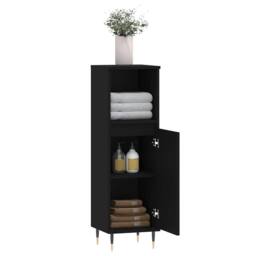 Berkfield Home Bathroom Cabinet Black 30x30x100 cm Engineered Wood - Size: 30 x 30 x 100 cm - thumbnail 4
