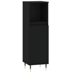 Berkfield Home Bathroom Cabinet Black 30x30x100 cm Engineered Wood - Size: 30 x 30 x 100 cm - thumbnail 1