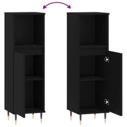 Berkfield Home Bathroom Cabinet Black 30x30x100 cm Engineered Wood - Size: 30 x 30 x 100 cm - thumbnail 9