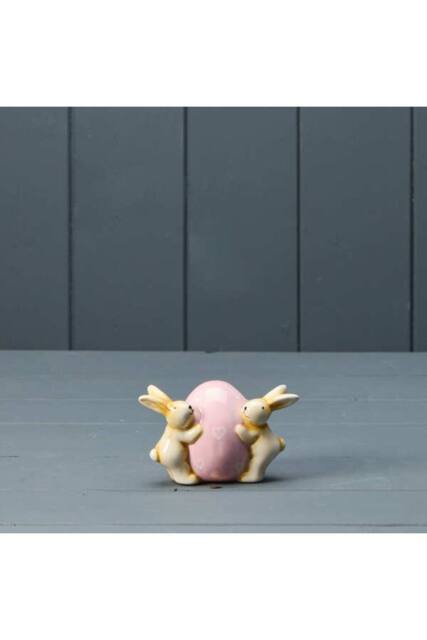 KDMD Ceramic Rabbits Pink Egg - image 1