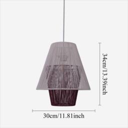 Living and Home Modern White Pendant Light with Purple Paper Rope Design - thumbnail 6