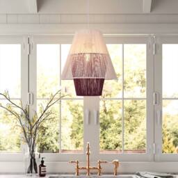 Living and Home Modern White Pendant Light with Purple Paper Rope Design - thumbnail 3