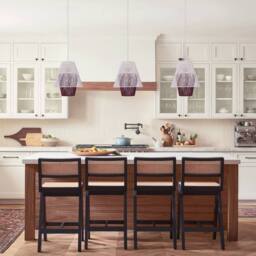 Living and Home Modern White Pendant Light with Purple Paper Rope Design - thumbnail 4