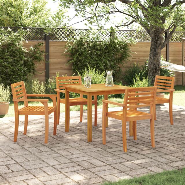 Berkfield Home 5 Piece Garden Dining Set Made of Solid Acacia Wood in Brown - image 1