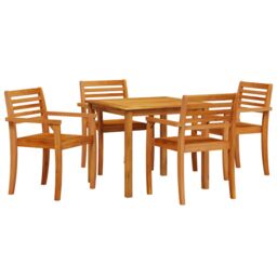 Berkfield Home 5 Piece Garden Dining Set Made of Solid Acacia Wood in Brown - thumbnail 2