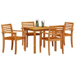 Berkfield Home 5 Piece Garden Dining Set Made of Solid Acacia Wood in Brown - thumbnail 3