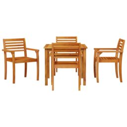 Berkfield Home 5 Piece Garden Dining Set Made of Solid Acacia Wood in Brown - thumbnail 5