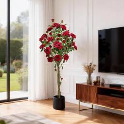 VOGREX 5ft Artificial Rose Tree, Realistic Silk Flower - thumbnail 4