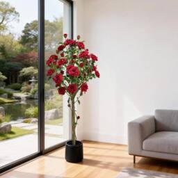 VOGREX 5ft Artificial Rose Tree, Realistic Silk Flower - thumbnail 2