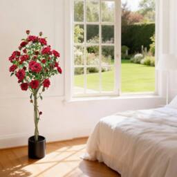 VOGREX 5ft Artificial Rose Tree, Realistic Silk Flower - thumbnail 3