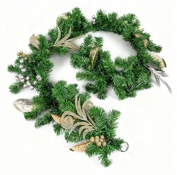 Shatchi 2m Garland with Champagne & Silver Decoration in Green - thumbnail 1