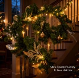 Shatchi 2m Garland with Champagne & Silver Decoration in Green - thumbnail 3