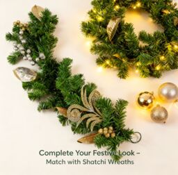 Shatchi 2m Garland with Champagne & Silver Decoration in Green - thumbnail 7