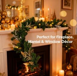 Shatchi 2m Garland with Champagne & Silver Decoration in Green - thumbnail 2