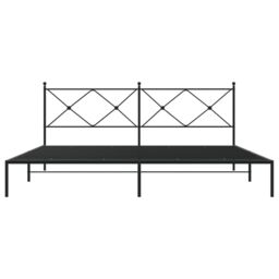 Berkfield Home Metal Bed Frame without Mattress with Headboard Black 200x200cm - Size: 200x200 cm - thumbnail 4