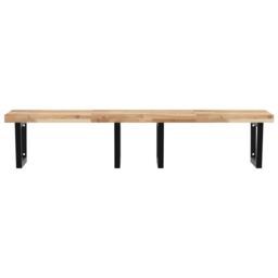 Berkfield Home Basin Shelf Wall Mounted Steel & Solid Wood Acacia in Brown - thumbnail 4