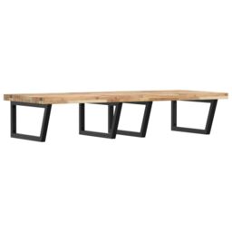 Berkfield Home Basin Shelf Wall Mounted Steel & Solid Wood Acacia in Brown - thumbnail 2