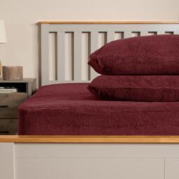 OHS 2 Pack Thermal Teddy Fleece Pillowcase Cover in Burgundy - Size: Standard Pillow Case - thumbnail 1