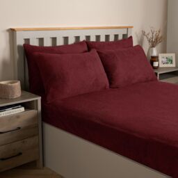 OHS 2 Pack Thermal Teddy Fleece Pillowcase Cover in Burgundy - Size: Standard Pillow Case - thumbnail 3