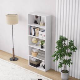 SPETLEK 5 Tier Bookcase Shelving Unit for Storage Bookshelf Living Room Office in White - thumbnail 3