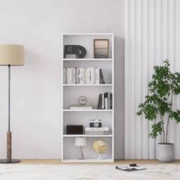 SPETLEK 5 Tier Bookcase Shelving Unit for Storage Bookshelf Living Room Office in White - thumbnail 4