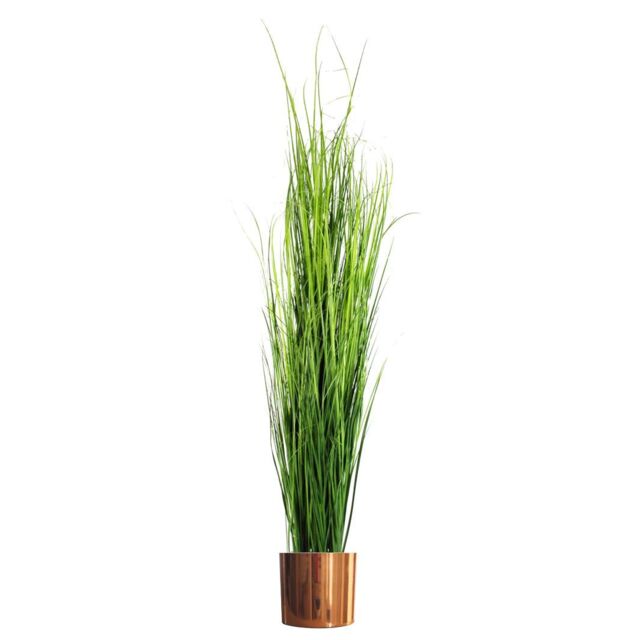 Leaf Artificial 130cm Extra Large Grass Plant with Copper Metal Plater in Green - image 1