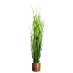 Leaf 130cm Artificial Extra Large Grass Plant with Copper Metal Plater in Green
