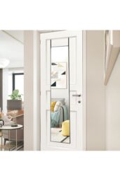 Living and Home 37cm W x 147cm H Metal Frame Over the Door Full Length Mirror in Black - Size: 37 cm W x 147 cm H - thumbnail 3