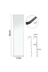 Living and Home 37cm W x 147cm H Metal Frame Over the Door Full Length Mirror in Black - Size: 37 cm W x 147 cm H - thumbnail 4