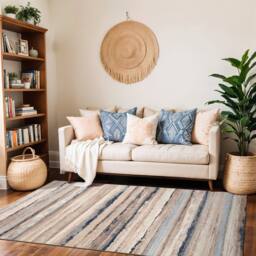Livabliss Roma-Modern Grey Multicoloured Brown Living Dining Bedroom Rug - Size: 200 cm x 200 cm