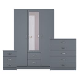 Home Discount Vida Designs 3Pc Bedroom Set 3Bedside, 5 Drawer Chest, Mirror Wardrobe in Grey - thumbnail 8