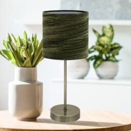 First Choice Lighting Set of 2 Antique Brass Stick Table Lamps with Green Velvet Shades in Bronze - thumbnail 3
