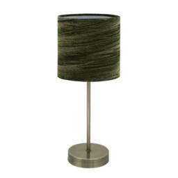 First Choice Lighting Set of 2 Antique Brass Stick Table Lamps with Green Velvet Shades in Bronze - thumbnail 4