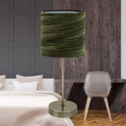 First Choice Lighting Set of 2 Antique Brass Stick Table Lamps with Green Velvet Shades in Bronze - thumbnail 2