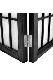 Living and Home 6-Panel Black Solid Wood Folding Room Divider Screen - thumbnail 6