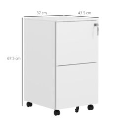 VINSETTO 2-Drawer Vertical Filing Cabinet w/ Removable Pencil Tray Lockable File Cabinet in White - thumbnail 3