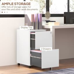 VINSETTO 2-Drawer Vertical Filing Cabinet w/ Removable Pencil Tray Lockable File Cabinet in White - thumbnail 4